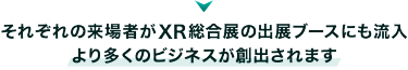 それぞれの来場者がXR総合展の出展ブースにも流入 より多くのビジネスが創出されます