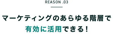 REASON.03　マーケティングのあらゆる階層で有効に活用できる！