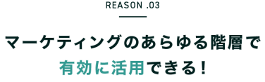 REASON.03　マーケティングのあらゆる階層で有効に活用できる！
